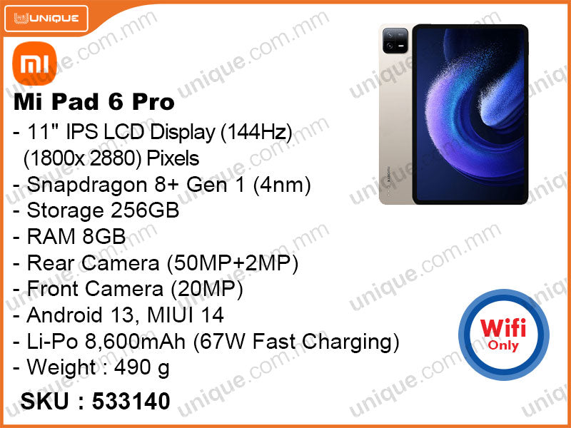 Mi Pad 6 Pro 8GB, 256GB WiFi (Without Warranty)