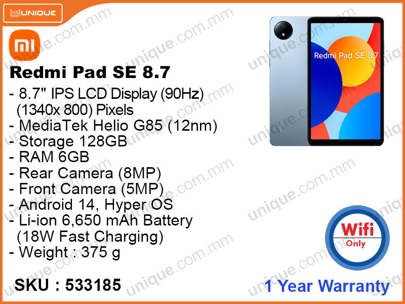 Redmi Pad SE 8.7"6GB,128GB Wifi