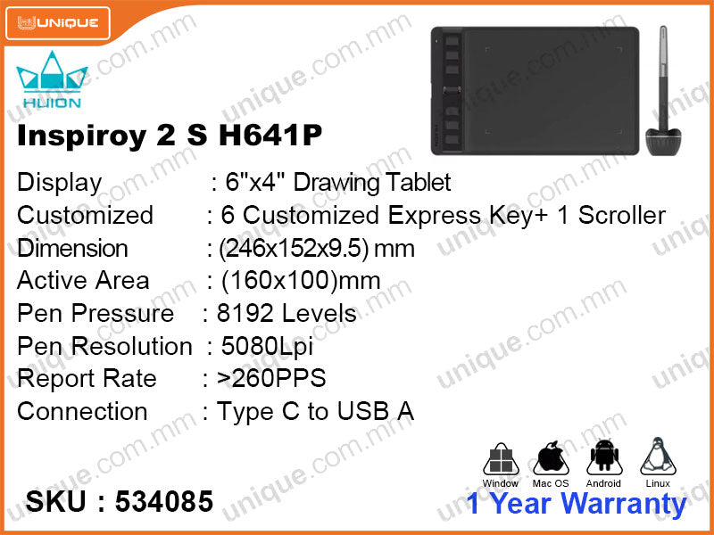 HUION INSPIROY 2S H641P Drawing Tablet