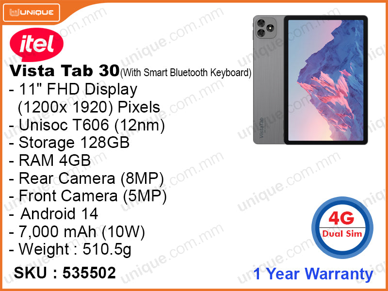 itel Vista Tab 30 4GB, 128GB (With Smart Bluetooth Keyboard)