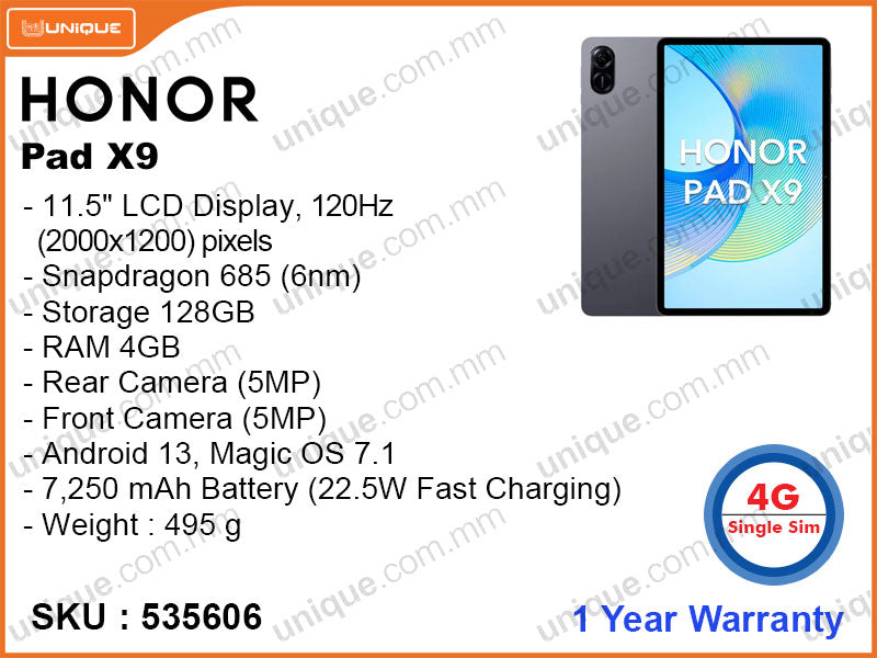 HONOR Pad X9 4GB, 128GB Space Gray