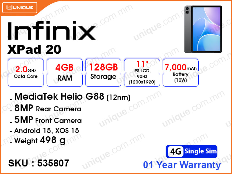 Infinix Xpad 20 4GB, 128GB