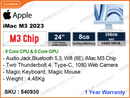 Apple iMac MQRC3ZP/A A2874 Blue ( Apple M3 Chip , 8 Core CPU , 8 Core GPU , PCIe M.2 SSD 256GB , 24" )