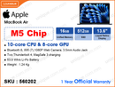 MacBook Air (M5 Chip with 10-core CPU, 8-core GPU, 16GB, 512GB, 13.6",Weight 1.24kg)