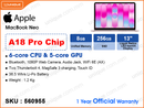 Apple MacBook Neo (A18 Pro Chip with 6-core CPU, 5-core GPU, 8GB, 256GB, 13.6", Weight 1.2 Kg)