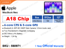 Apple MacBook Neo (A18 Pro Chip with 6-core CPU, 5-core GPU, 8GB, 512GB, 13.6", Weight 1.2 Kg)