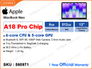 Apple MacBook Neo (A18 Pro Chip with 6-core CPU, 5-core GPU, 8GB, 512GB, 13.6", Weight 1.2 Kg)