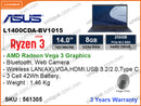 ASUS Expert Book L1400CDA-BV1015 Star Black ( AMD Ryzen3 3250U , 8GB DDR4 3200MHz (Onboard 4GB + 4GB) , PCIe M.2 SSD 256GB (HDD Slot free) , 14"HD 1366x768 weight 1.46kg )