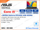 ASUS Vivobook Gaming K16 K3605VC-RP405W Indie Black (Intel Core i5-13420H, 8GB DDR4 3200MHz (1 slot free, up to 16GB), 512GB PCIe Gen4 SSD (no slot free), NVIDIA Geforce RTX3050 4GB GDDR6, Window 11, 16" WUXGA (1920x1200) IPS Level Panel, Weight 1.8 Kg)