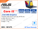 ASUS Vivobook 15 X1502VA-NJ980W Quiet Blue (Intel Core i5-13420H, 16GB DDR4 3200MHz (8GB onboard + 8GB, up to 24GB), PCIe Gen4 SSD 512GB (no slot free), Window 11, 15.6" FHD (1920x1080), Weight 1.7 Kg)