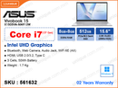 ASUS Vivobook 15 X1505VA-MA913W Cool Silver (Intel Core i7-13620H, 16GB DDR4 (onboard 8GB+8GB), 512GB M.2 NVMe PCIe Gen4 SSD, Window 11, 15.6" 2.8K (2880x1620) OLED, Weight 1.7 Kg)