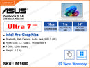 ASUS Zenbook S 14 UX5406SA-PZ067W Scandinavian White (Intel Core Ultra 7-256V, 16GB LPDDR5X 8533MHz (not upgradeable), PCIe Gen4 SSD 1TB, Window 11, 14" 3K (2880x1800) OLED, Weight 1.2 Kg)