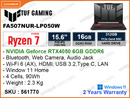 TUF FA507NUR-LP050W Mecha Gray (AMD Ryzen 7-7435HS, 16GB DDR5 5600MHz (1 slot free, up to 32GB), PCIe M.2 SSD 512GB (1 slot free), NVIDIA Geforce RTX4050 6GB GDDR6, Window 11, 15.6" FHD (1920x1080) VIPS Level Panel, Weight 2.3 Kg)