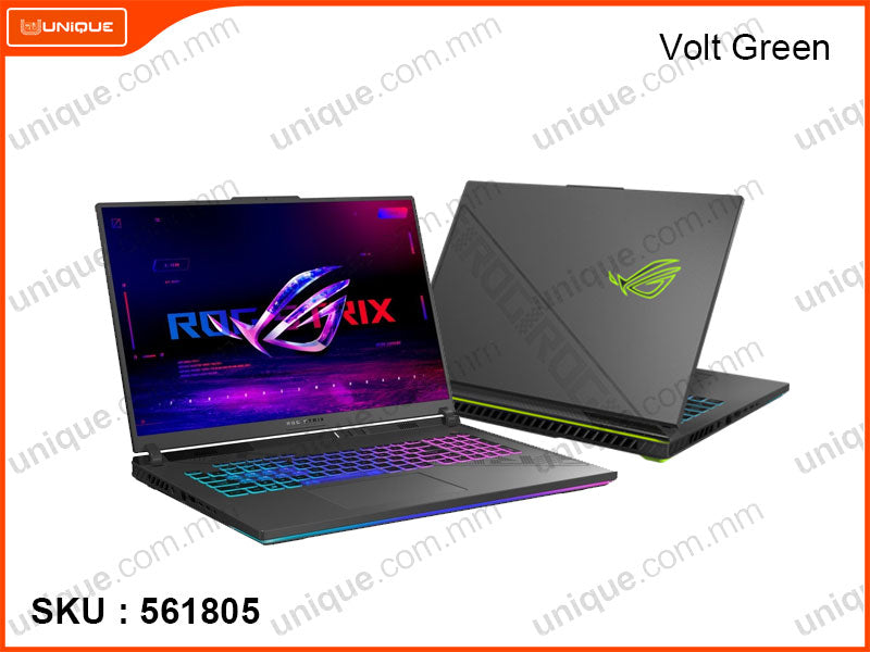 ROG Strix G G18 G814JI-N6049W Volt Green (Intel Core i9-13980HX, 32GB DDR5 4800MHz (16GB + 16GB), PCIe M.2 SSD 1TB ( M.2 PCIe Slot Free ), Nvidia Geforce RTX4070 8GB GDDR6, Window 11, 18" WQXGA 2560x1600 VIPS Panel, Weight 3 Kg)