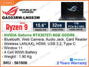 ROG Zephyrus GA503RW-LN083W Eclipse Gray (AMD Ryzen 9-6900HS, 32GB DDR5 4800MHz (Onboard 16GB+16GB), PCIe M.2 SSD 1TB (M.2 PCIe Slot Free), Nvidia Geforce RTX3070Ti 8GB DDR6, Window 11, 15.6" WQHD IPS, Weight 1.9 Kg)