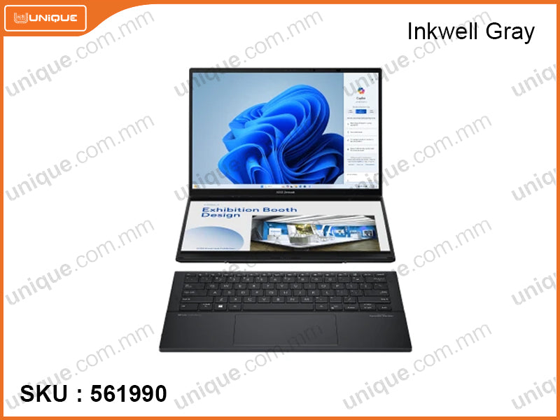 ASUS Zenbook Duo UX8406MA-PZ023W Inkwell Gray (Intel Core Ultra 9-185H 2.5GHz, 32GB LPDDR5 7467 Onboard (no slot), PCIe Gen 4 SSD 1TB (no slot) , Window 11, 14" OLED WQXGA+ 2880x1800 Touch Screen with ASUS Pen, Weight 1.65 Kg)