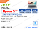 acer Aspire Lite AL-15-47P-R5WV Gray (AMD Ryzen 3-5400U, 8GB DDR4 3200MHz, 512GB PCIe NVMe SSD, Window 11, 15.6" FHD (1920x1080) IPS, Weight 1.79 Kg)