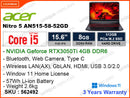acer Nitro 5 AN515-58-52GD Obsidian Black (Intel Core i5-12500H, 8GB DDR4 3200MHz, PCIe M.2 SSD 512GB, Nvidia Geforce RTX3050Ti 4GB GDDR6, Window 11, 15.6" FHD IPS, Weight 2.6 Kg)