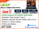 acer Nitro 5 AN515-58-791A Obsidian Black (Intel Core i7-12700H, 8GB DDR4 3200MHz (1 slot free), PCIe M.2 SSD 512GB (1 slot free), Nvidia Geforce RTX 3050Ti 4GB DDR6, Window 11, 15.6" FHD IPS, Weight 2.6 Kg)