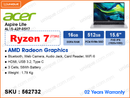 acer Aspire Lite AL15-42P-R5Y7 Light Silver (AMD Ryzen 7-7730U, 16GB DDR4 3200MHz, 512GB PCIe NVMe SSD, 15.6" FHD (1920x1080) IPS, Weight 1.79 Kg)