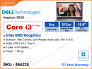 DELL Inspiron 3530 Platinum Silver (Intel Core i3-1305U, 8GB DDR4 2666MHz (1 slot free, up to 16GB), PCIe Gen4 SSD 512GB, Window 11, 15.6" FHD (1920x1080), Weight 1.66 Kg)