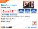 DELL Inspiron 3530 Platinum Silver (Intel Core i3-1305U, 8GB DDR4 3200MHz (1 slot free), 512GB M.2 PCIe Gen4 SSD, Ubuntu, 15.6" FHD (1920x1080), Weight 1.66 Kg)