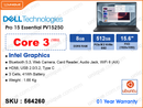 DELL Pro 15 Essential PV15250 Carbon Black (Intel Core 3-100U, 8GB DDR5 4400MHz (No slot free, up to 16GB), 512GB M.2 2230 PCIe Gen 4 NVMe SSD (No slot free, up to 1TB), Ubuntu, 15.6" FHD (1920x1080), Weight 1.9 Kg)