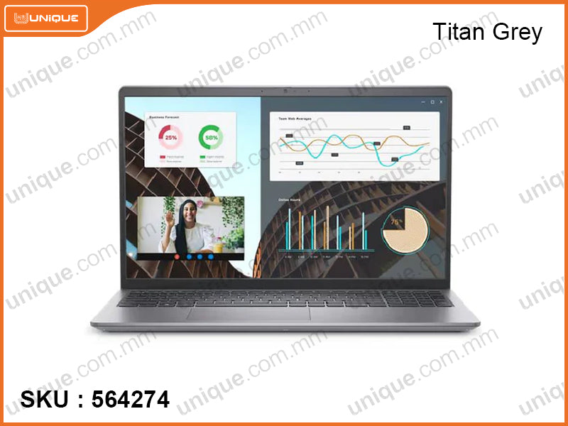 DELL Vostro 3530 Titan Gray ( Intel Core i3-1305U, 8GB DDR4 3200MHz (1 Slot Free), PCIe M.2 SSD 512GB (Upto 2TB), Window 11, 15.6" FHD, Weight 1.66 Kg)