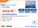 DELL 15 DC15250 Carbon Black (Intel Core i5-1334U, 8GB DDR5 4400MHz (1 slot free, up to 16GB), 512GB M.2 2280 PCIe Gen4x4 NVMe SSD  (No slot free, up to 1TB), Window 11, 15.6" FHD (1920x1080), Weight 1.9 Kg)
