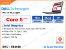DELL Pro 14 PC14250 Black (Intel Core 5-120U, 16GB DDR5 5600MT/s (1 slot free, up to 64GB Max), 512GB PCIe Gen 4 SSD (up to 2TB), 14" WUXGA (1920x1200), Weight 1.36 Kg)