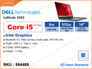 DELL Latitude 3450 Soft Charcoal (Intel Core i5-1335U, 8GB DDR5 5600MHz (1 slot free, up to 64GB Max), 512GB M.2 PCIe Gen 4 SSD (up to 1TB), Window 11 Pro, 14" FHD (1920x1080) IPS, Weight 1.5 Kg)