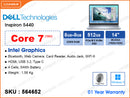 DELL Inspiron 5440 Ice Blue (Intel Core 7-150U, 16GB DDR5 5200MT (8GBx2, up to 32GB), PCIe Gen 4 M.2 SSD 512GB (up to 1TB), Window 11, 14" WUXGA (1920x1200), Weight 1.56 Kg)