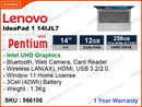 Lenovo Ideapad 1 14IJL7 82LV0044VN Cloud Gray (Intel Pentium N6000, 4GB DDR4 2933MHz 1 slot free, PCIe M2 SSD 256GB, Window 11, 14"FHD 1920x1080 )