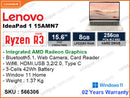 Lenovo Ideapad 1 15AMN7 (AMD Ryzen 3-7320U, 8GB DDR5 5500MHz, PCIe M2 SSD 256GB, Window 11, 15.6" FHD 1920x1080, 1.37 Kg)