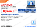 Lenovo IdeaPad Slim 315AMN8 82XQ00VDVN Abyss Blue (AMD Ryzen 3-7320U, 8GB LPDDR5 5500MHz (no slot free, not upgradable), 512GB M.2 2242 PCIe Gen 4 SSD (no slot free, up to 1TB), Window 11, 15.6" FHD (1920x1080) IPS, Weight 1.62 Kg)