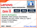 Lenovo Ideapad Slim 5 16IRL8 82XF0053FQ Cloud Grey (Intel Core i5-13500H, 16GB DDR4 5200MHz, PCIe M2 SSD 512GB, Window 11, 16" 2.5k 2560x1600)