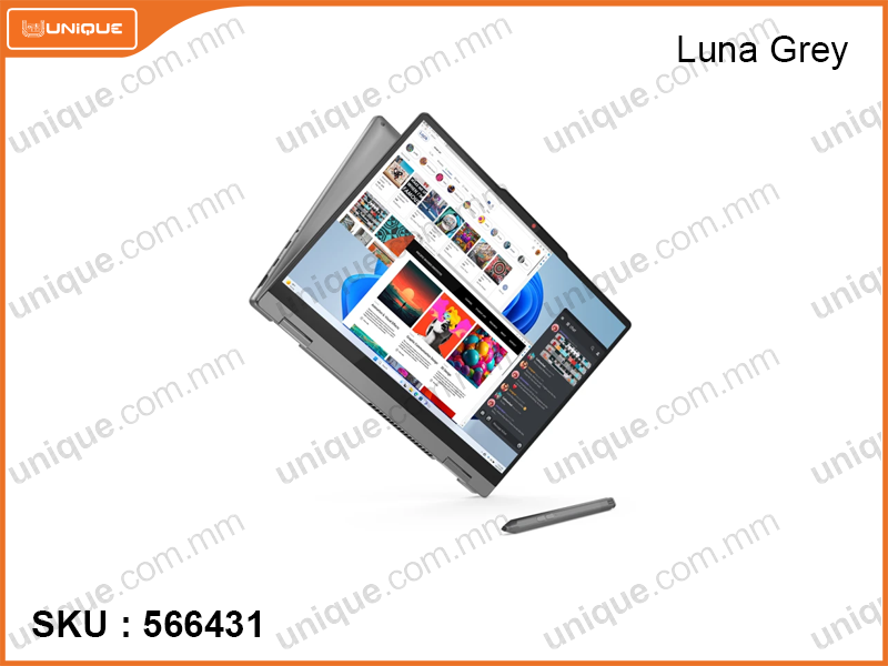 Lenovo IdeaPad 5 2 in 1 14IRU9 83DT0023FQ Luna Grey (Intel Core 5-120U, 16GB LPDDR5 5200MHz (not upgradeable), PCIe M.2 Gen 4 SSD 512GB (upto 1TB), Window 11, 14" WUXGA (1920x1200) IPS, Touch Screen, Weight 1.6 Kg)