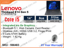 Lenovo Thinkpad E14 Gen 5 21JK003EFQ Black (Intel Core i5-1335U,  8GB DDR4 3200MHz (1 slot free), PCIe M.2 SSD 512GB, 14" WUXGA (1920x1200), Weight 1.62 Kg)