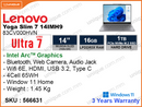 Lenovo Yoga Slim 7 14IMH9 83CV000HVN Luna Grey (Intel Core Ultra 7-155H, 16GB LPDDR5X 7467MHz (not upgradeable), PCIe M.2 Gen 4 SSD 1TB, Window 11, 14" WUXGA (1920x1200) OLED, Weight 1.45 Kg)