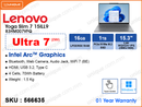 Lenovo Yoga Slim 7 15ILL9 83HM007VFQ Luna Grey (Intel Core Ultra 7-256V, 16GB LPDDR5x 8533 (not upgradeable), 1TB PCIe M.2 2242 SSD, Window 11 , 15.3" 2.8K WQXGA+ (2880x1800) IPS, Weight 1.5 Kg)