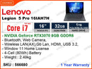 Lenovo Legion 5 Pro 16IAH7H 82RF00J2FQ Storm Grey (Intel Core i7-12700H, 16GB DDR4 3200MHz, PCIe M.2 SSD 1TB, Nvidia Geforce RTX3070 8GB DDR6, Window 11, 16" FHD 2560x1600, Weight 2.49 Kg)