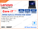 Legion 5 15IRX10 83LY00S8FQ Eclipse Black (Intel Core i7-13650HX, 16GB DDR5 5600MHz (1 slot free, up to 32GB), 512GB M.2 2242 PCIe4x4 NVMe SSD (1 slot free, up to 1TB), NVIDIA GeForce RTX5050 8GB GDDR7, Window 11, 15.3" WUXGA (1920x1200), Weight 2.1 Kg)
