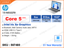 hp 15-fd0322TU Moonlight Blue (Intel Core 5-120U, 8GB  DDR4 3200MHz (1 slot free), 512GB PCIe NVMe M.2 SSD, Window 11, 15.6" FHD (1920x1080), Weight 1.59 Kg)