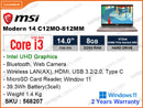 msi Modern 14 C12MO-812MM Beige Rose ( Intel Core i3 1215G4, 8GB DDR4 3200MHz , PCIe M.2 SSD 512GB, Window 11, 14" FHD IPS 1920x1080 weight 1.4kg )