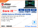 msi Cyborg 15 Black Edition A13VE-2445MM Black (Intel Core i5-13420H, 8GB DDR5 5200MHz (1 slot free, up to 64GB), 512GB PCIe M.2 SSD, NVIDIA Geforce RTX4050 6GB GDDR6, Window 11, 15.6" FHD (1920x1080) IPS Level, Weight 1.98 Kg)