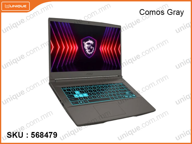 msi Thin 15 B12UCX-2035MM Cosmos Gray ( Intel Core i5-12450H, 8GB DDR4 3200MHz (1 Slot Free), PCIe M.2 SSD 512GB(2.5 Sata Slot Free), Nivida Geforce RTX2050 4GB, Window 11, 15.6" FHD IPS, Weight 1.86 Kg)