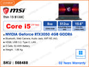 msi Thin 15 B13UC-3472MM Cosmos Gray (Intel Core i5-13420H, 8GB DDR4 3200MHz (sata 1 slot free, up to 64GB) , PCIe M.2 SSD 512GB (1 slot free), NVIDIA Geforce RTX3050 4GB GDDR6, Window 11, 15.6" FHD (1920x1080) IPS, Weight 1.86 Kg)