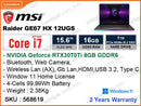msi Raider GE67HX 12UGS Titanium Dark Gray-Black (Intel Core i7-12800HX, 16GB, PCIe M.2 SSD 1TB, Nvidia Geforce RTX3070Ti 8GB DDR6, Win11, 15.6" QHD, 2.38 Kg)