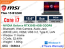 msi Thin 15 B12U-2038MM Cosmos Gray (Intel Core i7-12650H, 8GB DDR4 3200MHz (1 Slot Free), PCIe M.2 SSD 512GB, Nvidia Geforce RTX3050 4GB DDR6, Window 11, 15.6" FHD 1920x1080 IPS, Weight 1.86 Kg)