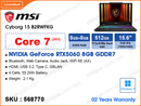 msi Cyborg 15 B2RWFKG-049MM Odyssey Grey (Intel Core 7-240H, 16GB DDR5 5600MHz (8GBx2, up to 96GB Max), 512GB NVMe PCIe Gen4x4 SSD, NVIDIA GeForce RTX5060 8GB GDDR7, Window 11, 15.6" FHD (1920x1080) IPS Level, Weight 2.1 Kg)